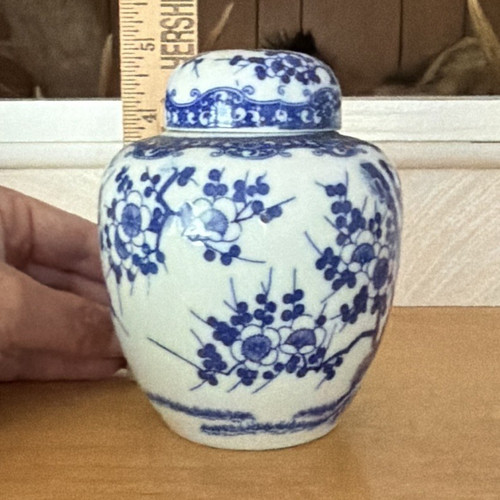 Blue white floral - blue, ceramic