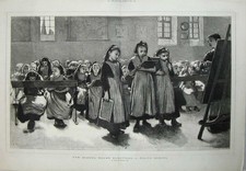 Old Antique Print School Board