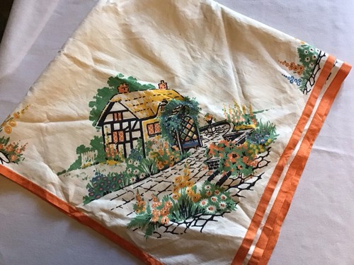 1930s linen tablecloth cottage - linen,