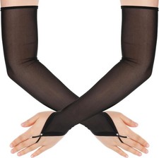 Long Fingerless Gloves, Black