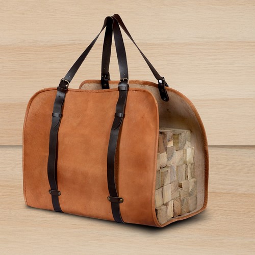 Leather firewood log carrier - firewood,