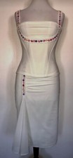 Baylis & Knight Cream Mesh Strappy Corset & Knee Length Skirt Suit Size 14