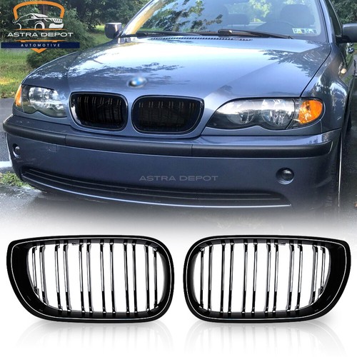 Gloss black front kidney grill - black,