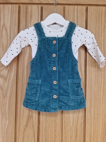 Turquoise cord pinafore - cord,