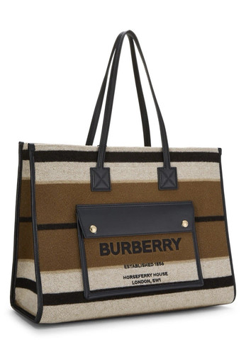 Burberry stripe logo tote - stripe,