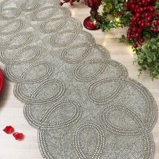 Handmade table runner, beaded