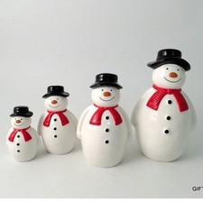 White Ceramic Standing Snowman