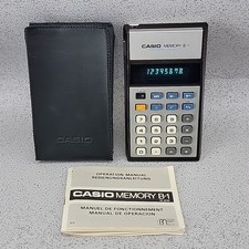 VINTAGE Casio Memory B-1 Electronic LED Calculator With Case & Instructions 