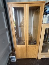 Tall solid Light Oak Display Cabinet