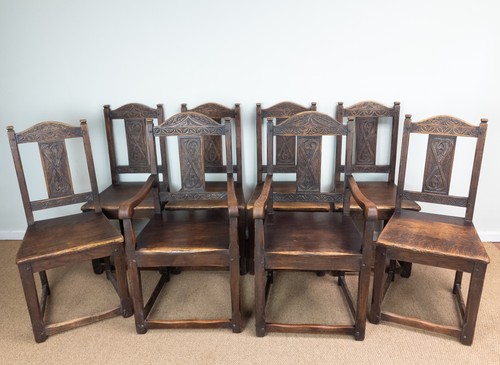 Set carved oak - set, 8