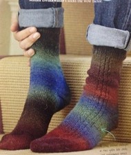 Ladies Stripy Variegated Socks 4 Ply Yarn KNITTING PATTERN