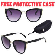 Retro Cat Eye Sunglasses With Case Vintage Women Fashion Eyewear Shades Glasses