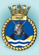 HMS AVELEY CREST ON A METAL
