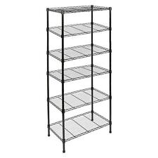 1x 6 Tier Adjustable Wire Shelving Unit Black 6 Shelf Garage Storage Racking
