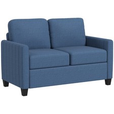 HOMCOM Modern 2 Seater Sofa with Spring Cushion, Back Pillow, Blue