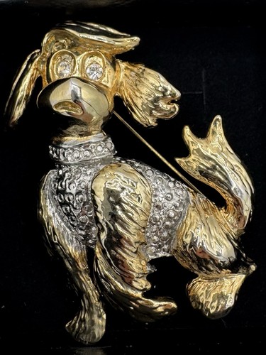 Vintage poodle dog brooch gold - poodle,