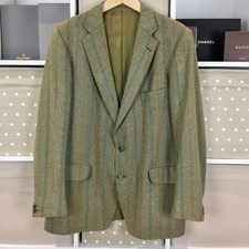 Magee Wool Tweed Jacket Size 44R Brown Green Windowpane Check Herringbone FLAW