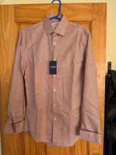 Men's T.M. Lewin Finest 2-Fold Cotton Red Check Shirt Size 15" Double Cuff