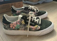 Adidas Continental Vulc Black & Floral Tropical Print Trainers Size 5.5 Ladies