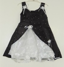 BLACK AND WHITE SATIN DRESS WITH FAUX FUR BOLERO AND BOOTIES, 18 - 24 MONTHS