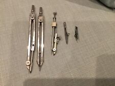 Vintage precision compass drawing instruments set of 5 pieces