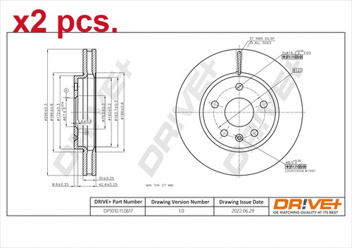 Pcs front brake disc - x2,