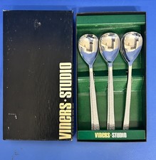 Viners Studio Cutlery - Set Of 6 Dessert Spoons - Gerald Benney - 20 CMS