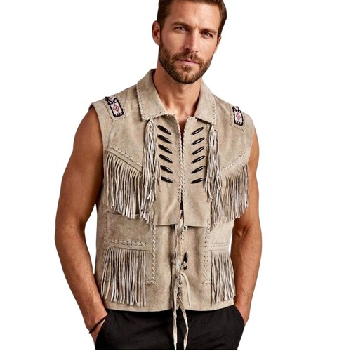 Men suede leather fringe - ,