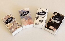 4 Packs SOFTY POCKET TISSUES 3Ply WHITE 10 SHEETS 18x20cm ROSES HEARTS WATERMARK