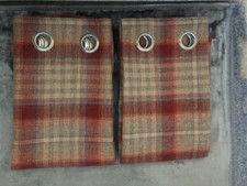 Next Red Tweedy CRANFORD Eyelet  Lined WOVEN Check CURTAIS  168x183 CM