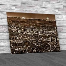 Glasgow City Skyline Sepia Canvas Print Large Picture Wall Art