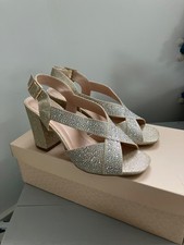 womens gold sparkly block heel