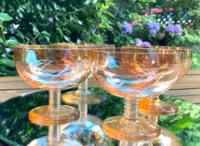 Set 4 Vtg Iridescent Etched