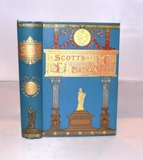 Antique Poetry Book. Scott's Poetical Works. Fine Binding. Illustrated Frontis