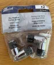 Swish Bay Window Corner Joint 19mm For Metal Curtain Pole Chrome Quantity 2