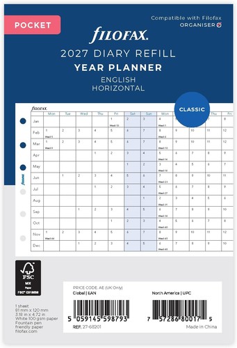 Filofax pocket horizontal year - pocket,