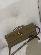 Faux Suede Woven Clutch Bag With Detachable Long Strap Designer Inspired