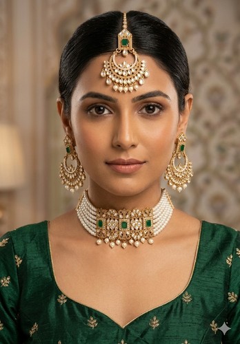 Kundan bridal jewelry set - kundan,