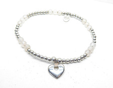 Clogau Silver & 9ct Rose Gold Pink Quartz Cariad Heart Affinity Bracelet 18cm