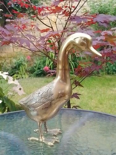 Vintage brass duck home - brass,