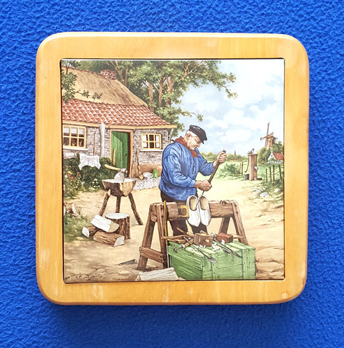 Framed dutch delft tile of - dutch,