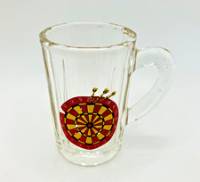 Vintage French Miniature Glass Tankard / Stein with Darts and Dartboard Design