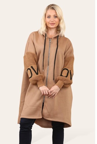 New brown longline zip - new, zip-up