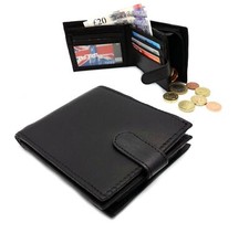 Mens Genuine Real Soft Leather Wallet With Large Zip Note Pocket / Pouch Design