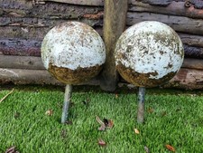 Pair of 9.5 Inch Diameter Concrete Round Gate Post Finials Tops