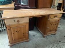 Vintage Natural Brown Pine Dressing Table Desk with Drawers & Cupboards