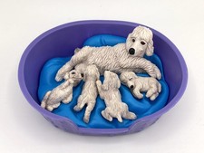 Vtg 1994 Puppy In My Pocket White Poodle Blanche W/ Puppies Family & Bed
