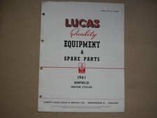1962 Royal Enfield Motorcycles 6 page  Lucas Equipment/Parts List. No. CE826G