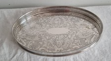 Excellent Quality Silver Plated Chased Oval Gallery Tray