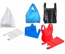 Pack Of 75 Bags Plastic Carrier Vest Shop Stall Home Recycled Blk Blue Wht Red